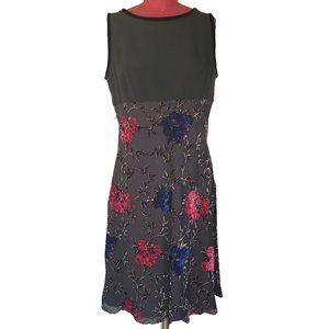 Vintage 90s Emanuel Ungaro Dress Black Floral Burnout Velvet Sleeveless Medium